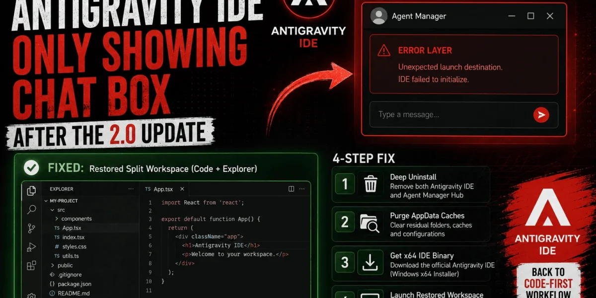 How to Fix Antigravity IDE Only Showing Chat Box After the 2.0 Update