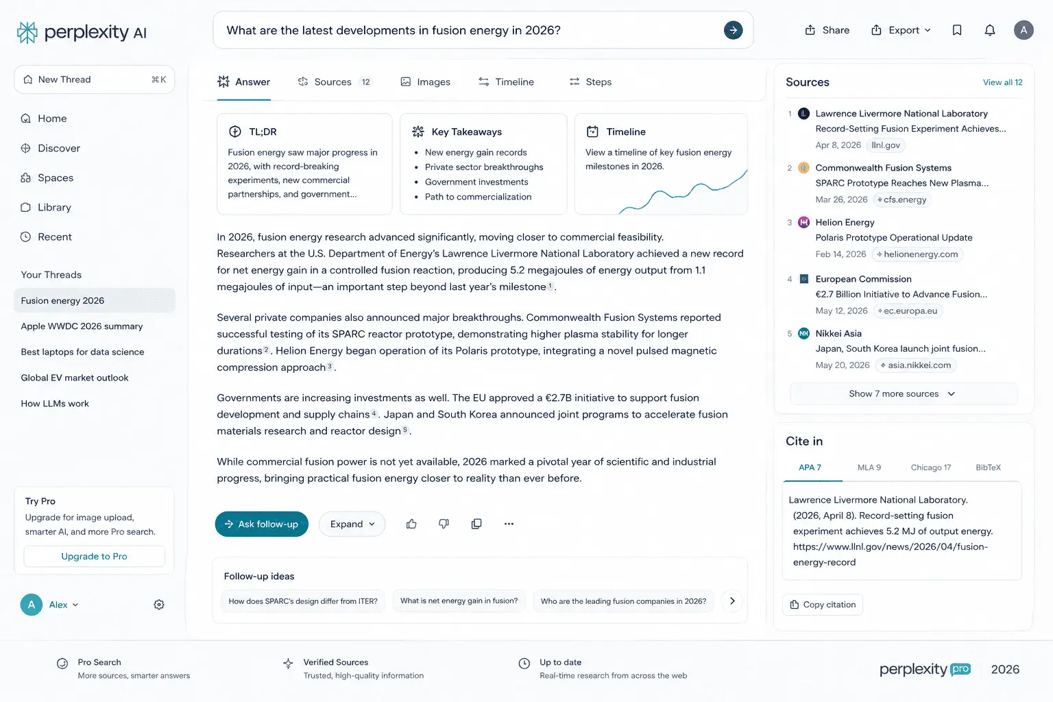 Perplexity AI real-time research with citations 2026